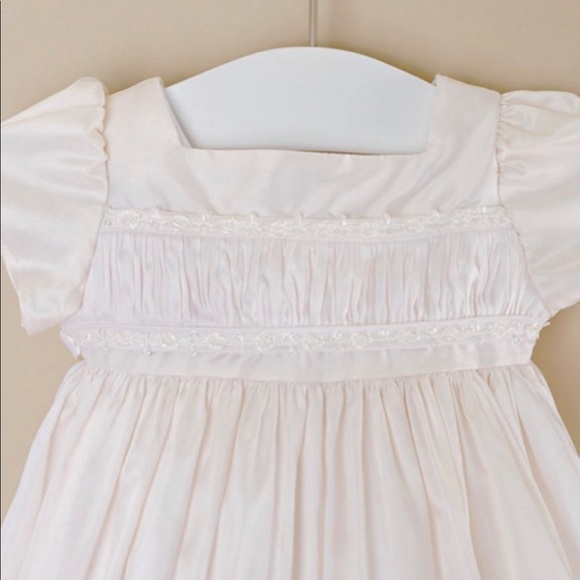 NWT heirloom quality Silk Dupioni Christening Gown & bonnet from One Small Child - Picture 8 of 9